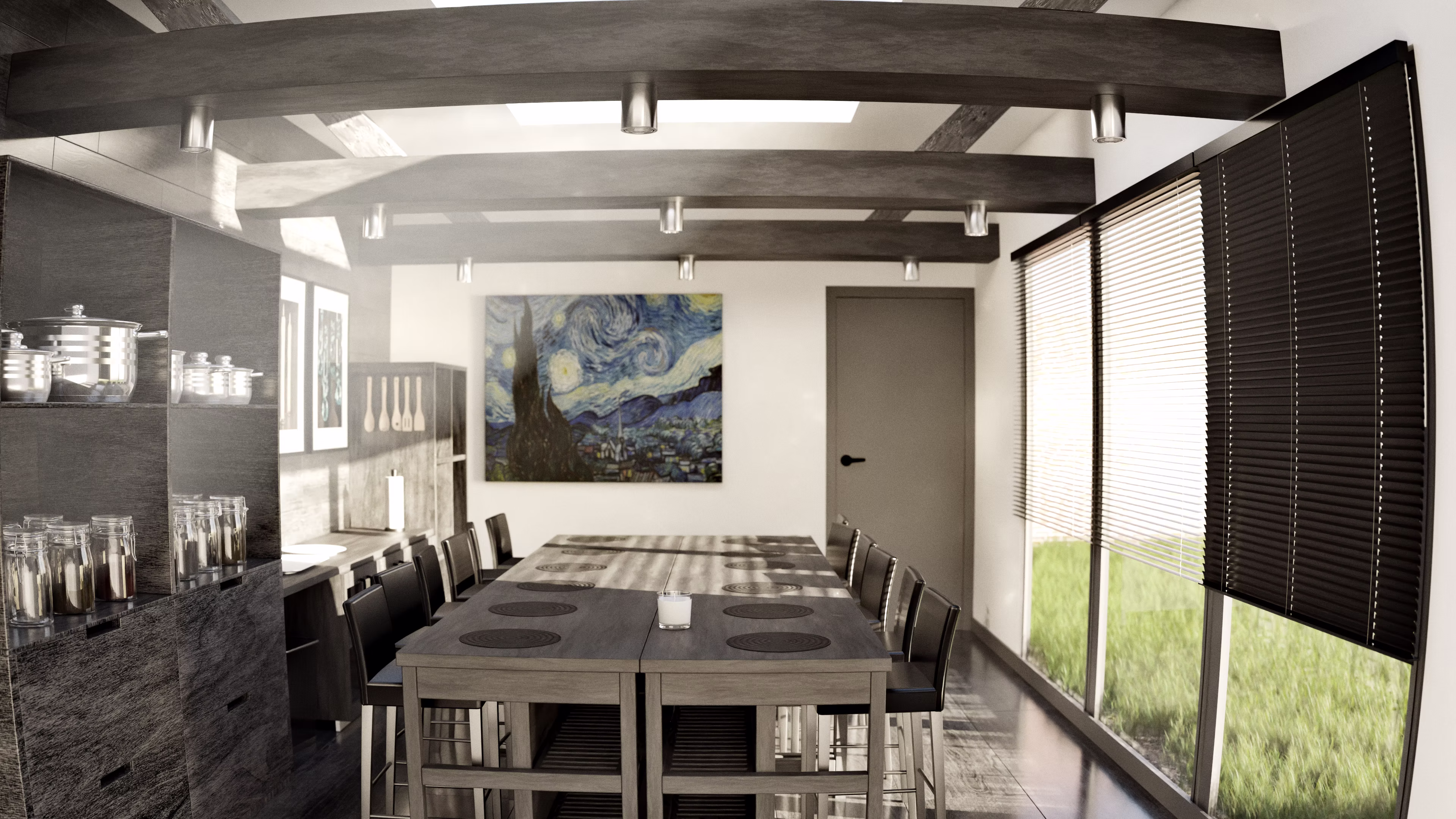 A render of a dining room